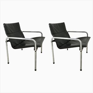Industrial Chrome and Skai Lounge Chairs by Just meijer for Kembo, 1970s, Set of 2