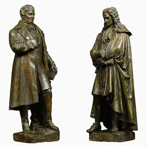 19th Century Chalked Bronzed Figures by Dopmeier, Set of 2