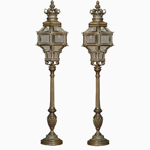 Newel Post Lampen aus Bronze, 2er Set