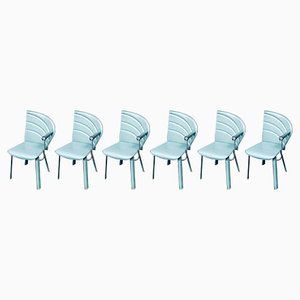 Postmodern Leather Dining Chairs by Mario Morbidelli for Naos, Italy, 1980s, Set of 6