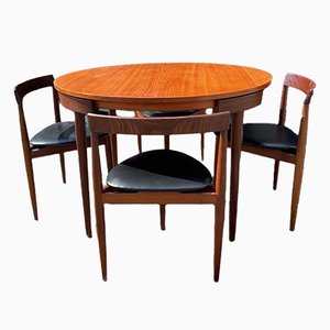 Midcentury Danish Table & Chairs Set by Hans Olsen for Frem Røjle, 1950s, Set of 5