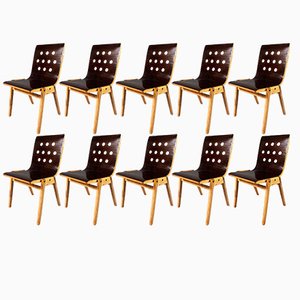 Sedie impilabili in legno curvato di Roland Rainer, 1954, set di 10