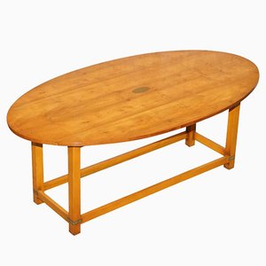 Burr Yew Wood Extendable Oval Campaign Coffee Table from Bevan Funnell