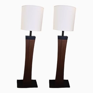 Rosewood and Iron Floor Lamps, 1970s, Set of 2