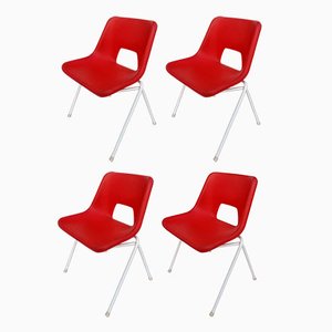 Danish Plastic Red Chairs by Niels Gammelgaard for Ikea, 1984, Set of 4