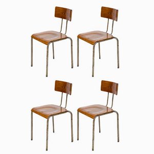 Industrial Workshop Stools in Beech, Set of 4