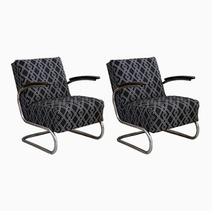Steel Tube Cantilevers Armchairs from Mücke Melder, Set of 2