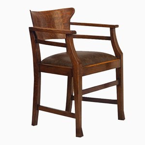 Art & Crafts Oak and Leather Desk Chair in the style of Richard Riemerschmid, 1890s