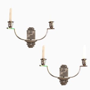 Lámparas de pared Bauhaus alemanas con velas eléctricas, años 30. Juego de 2