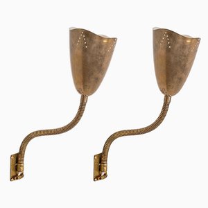 Brass Wall Lamps, Sweden, 1950s, Set of 2