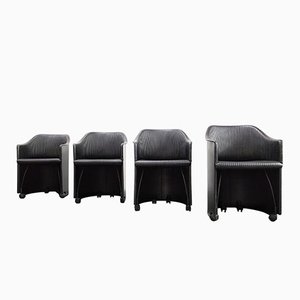 Model 8552 Artona Armchairs in Leather attributed to Afra & Tobia Scarpa for Maxalto, Italy, 1985, Set of 4