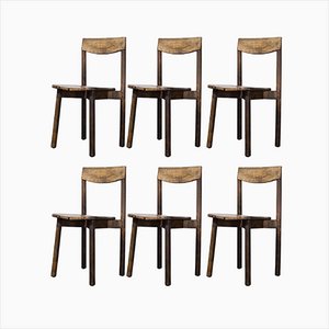 French Oak 66 Dining Chairs by Pierre Gautier-Delaye, 1950s, Set of 6