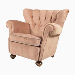 Swedish Lounge Armchair in Velvet Upholstery, 1950s