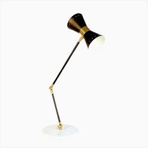 Brass and Marble Articulated Table Lamp, 1950s