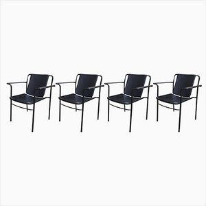 Tubular Metal Leather Chairs from Poltrona Frau, 1970, Set of 4