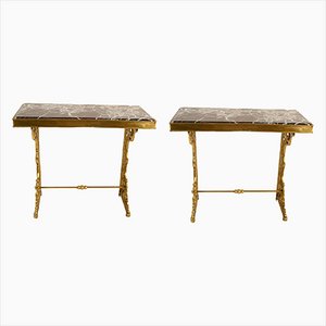 French Empire Gilt Ormolu Console Tables, Set of 2