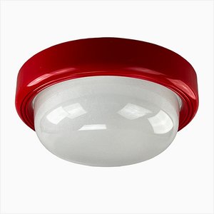 Mid-Century Space Age Ceiling Flush Mount in Glass, 1970s