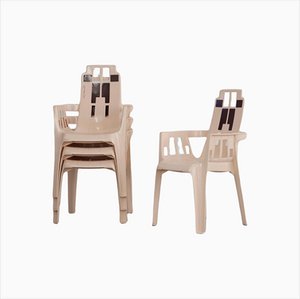 Stackable Plastic Chairs by Henry Massonnet, 1988, Set of 4