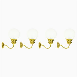 Mid-Century Brass and Frosted Glass Model LP1 Sconces by Luigi Caccia Dominioni for Azucena, 1950s, Set of 4