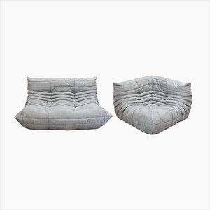 Vintage French Togo 2-Seat Sofa & Seat by Michel Ducaroy for Ligne Roset, Set of 2