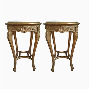 Vintage French Louis XV Style Hall Tables in Marble, Set of 2