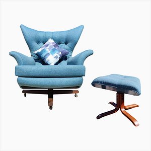 Mid-Century Model 6250 Blofeld Lounge Chair with Cushion & Ottoman from G-Plan, Set of 3