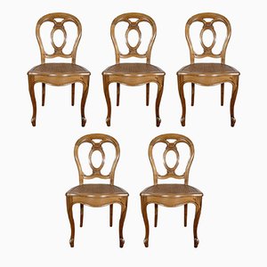 Chaises Napoléon III en Noyer Massif, Set de 5