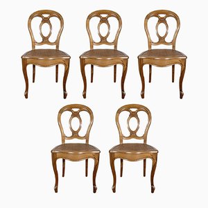 Napoleon III Stühle aus massivem Nussholz, 5er Set