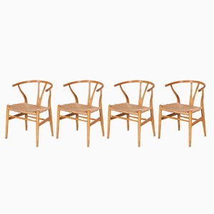 Wishbone Dining Chairs by Hans J. Wegner for Carl Hansen, Denmark, 1970s, Set of 4