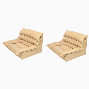 Set of Leather Lounge Chairs by Bernard Massot, 1970