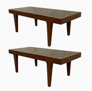 Tables d'Appoint en Teck avec Plateau en Linoléum Noir par Erik Wörtz pour Ikea, 1960s, Set de 2