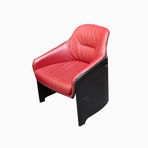 Model Avus Armchairs in Red Leather by Konstantin Grcic for Plank, 2013, Set of 6