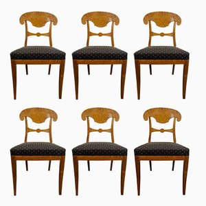 Biedermeier Chairs in Blonde Walnut, Set of 6
