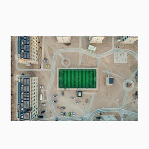 Imágenes de vista aérea, cancha de deportes en el distrito residencial