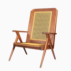 Lounge Chair in Mahogany and Weave, 1950s