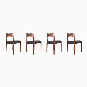 Mid-Century Teak Dining Chairs by Arne Hovmand-Olsen for Mogens Kold, 1960s, Set of 4