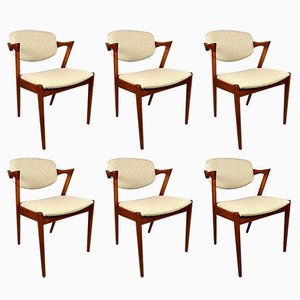 Chaises de Salle à Manger Entièrement Rénovées en Teck par Kai Kristiansen pour Schou Andersen, 1960s, Set de 6