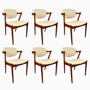 Fully Renovated Dining Chairs in Teak by Kai Kristiansen for Schou Andersen, 1960s, Set of 6