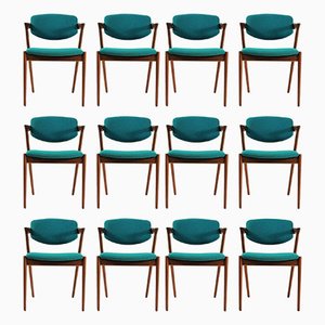 Chaises de Salle à Manger Entièrement Rénovées en Teck par Kai Kristiansen pour Schou Andersen, 1960s, Set de 12