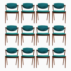 Fully Renovated Dining Chairs in Teak by Kai Kristiansen for Schou Andersen, 1960s, Set of 12