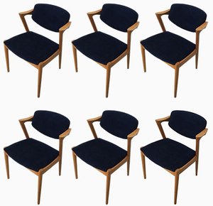Komplett restaurierte Esszimmerstühle aus Eiche von Kai Kristiansen für Schou Andersen, 1960er, 6 . Set