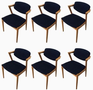 Sillas de comedor de roble de Kai Kristiansen para Schou Andersen, restauradas con tapicería personalizable, años 60. Juego de 6