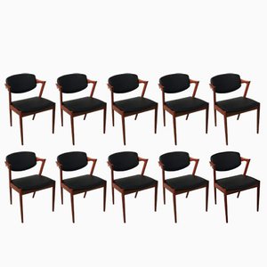 Fully Renovated Dining Chairs in Teak by Kai Kristiansen for Schou Andersen, 1960s, Set of 10