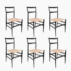 Chaises de Salle à Manger Superleggera par Gio Ponti pour Cassina, Set de 6