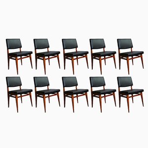 Black, Red, and Brown Chairs, 1950s, Set of 10