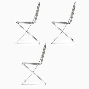 German Postmodern White Kreuzschwinger Chairs by Till Behrens for Schlubach, 1980s, Set of 3