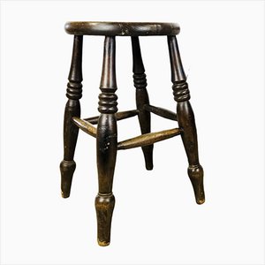 Wooden Stool with Twisted Legs