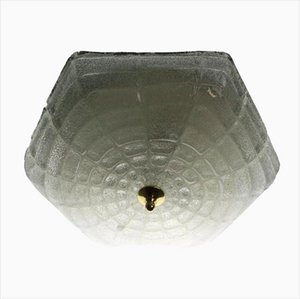 Vintage Ceiling Lamp in Iced Glass