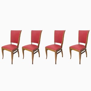 Beech Dining Chairs, France, 1950s, Set of 4