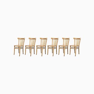 Bentwood Bistro Dining Chairs with Round Seats from Baumann, 1970s, Set of 6